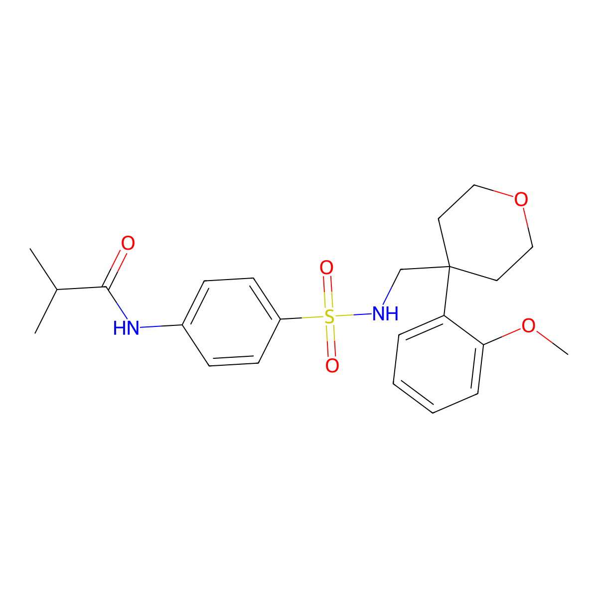 N-[4-({[4-(2-methoxyphenyl)oxan-4-yl]methyl}sulfamoyl)phenyl]-2-methylpropanamide molecular structure, CAS 1091180-26-5