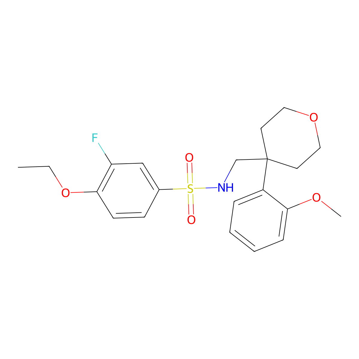 4-ethoxy-3-fluoro-N-{[4-(2-methoxyphenyl)oxan-4-yl]methyl}benzene-1-sulfonamide molecular structure, CAS 1091180-50-5