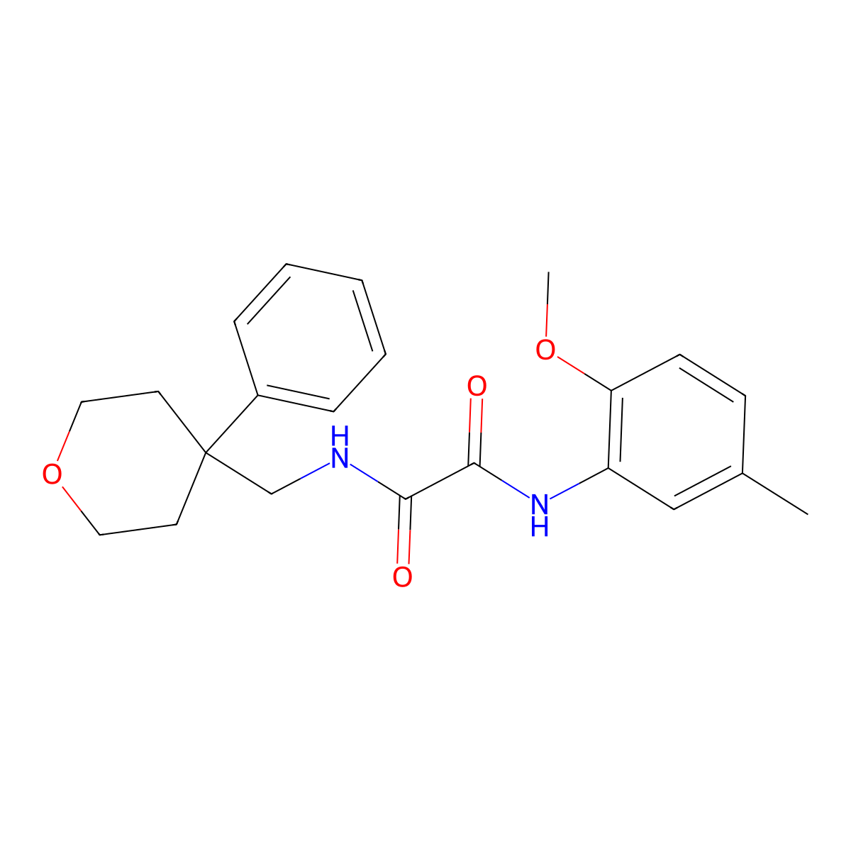 N-(2-methoxy-5-methylphenyl)-N'-[(4-phenyloxan-4-yl)methyl]ethanediamide molecular structure, CAS 1091184-58-5