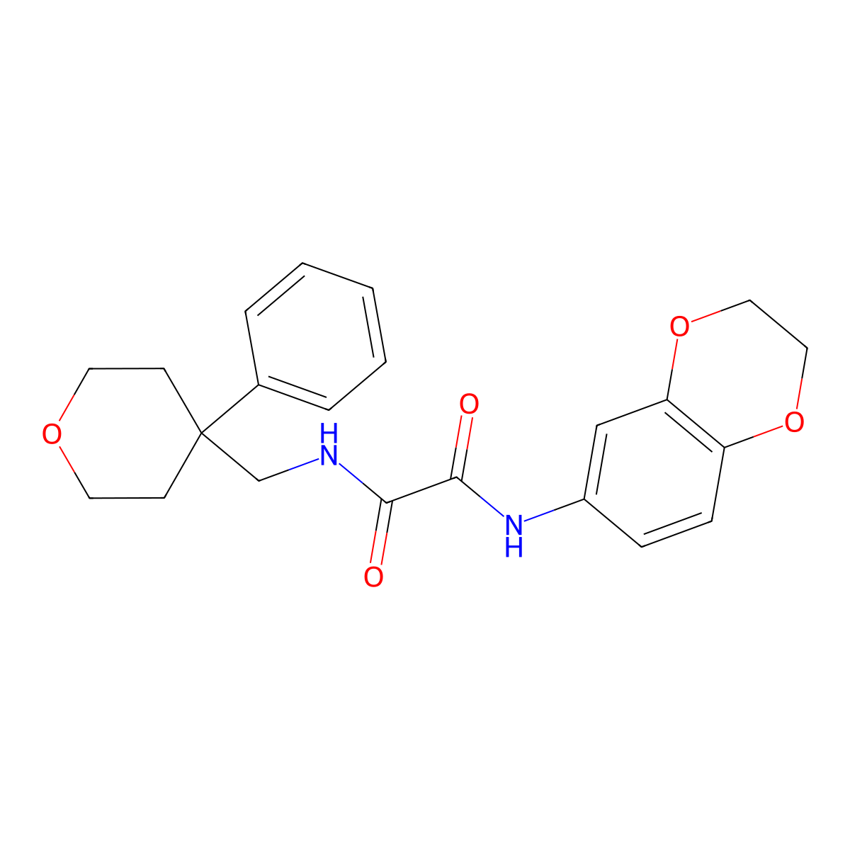 N-(2,3-dihydro-1,4-benzodioxin-6-yl)-N'-[(4-phenyloxan-4-yl)methyl]ethanediamide molecular structure, CAS 1091184-74-5