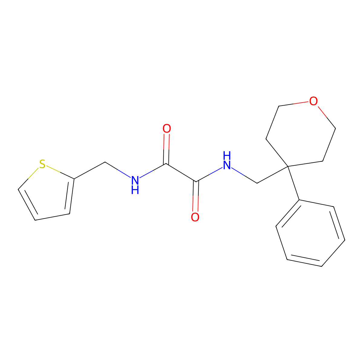 N'-[(4-phenyloxan-4-yl)methyl]-N-[(thiophen-2-yl)methyl]ethanediamide molecular structure, CAS 1091184-82-5
