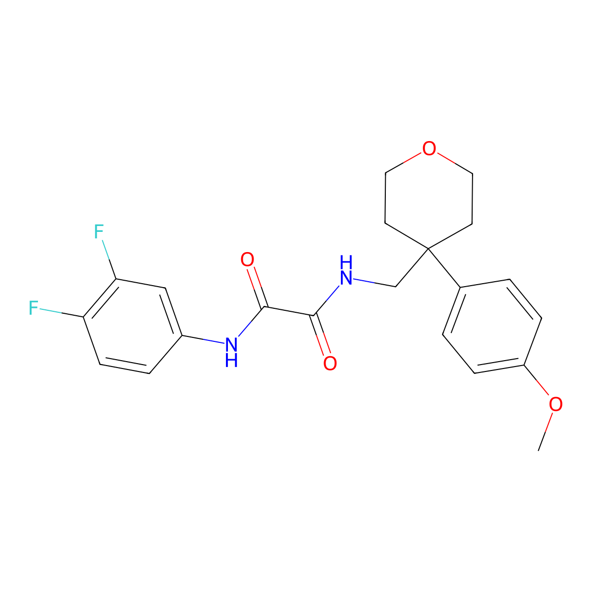 N'-(3,4-difluorophenyl)-N-{[4-(4-methoxyphenyl)oxan-4-yl]methyl}ethanediamide molecular structure, CAS 1091186-57-0