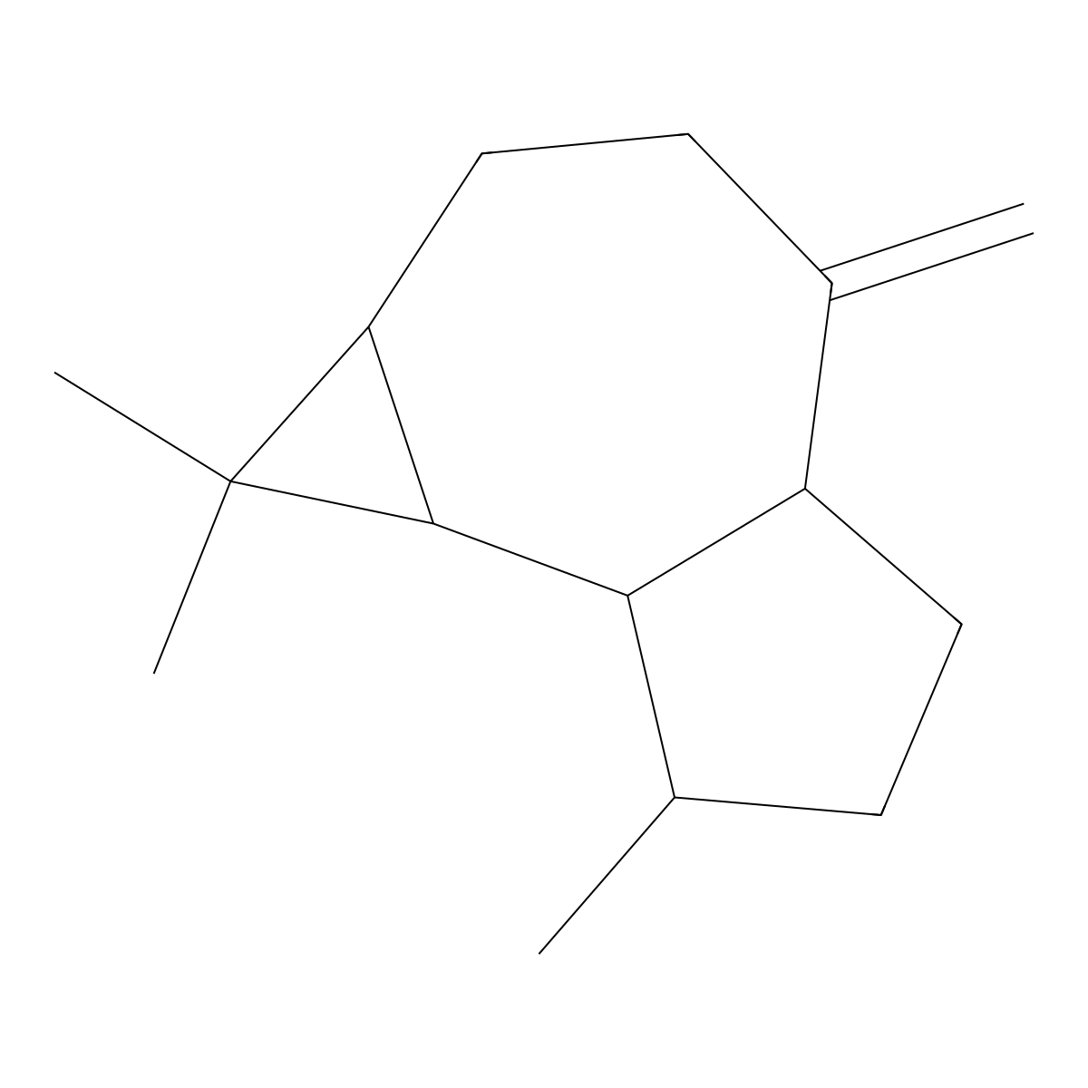 1H-Cycloprop(e)azulene, decahydro-1,1,7-trimethyl-4-methylene-, (1aR-(1aalpha,4abeta,7alpha,7abeta,7balpha))- molecular structure, CAS 109119-91-7