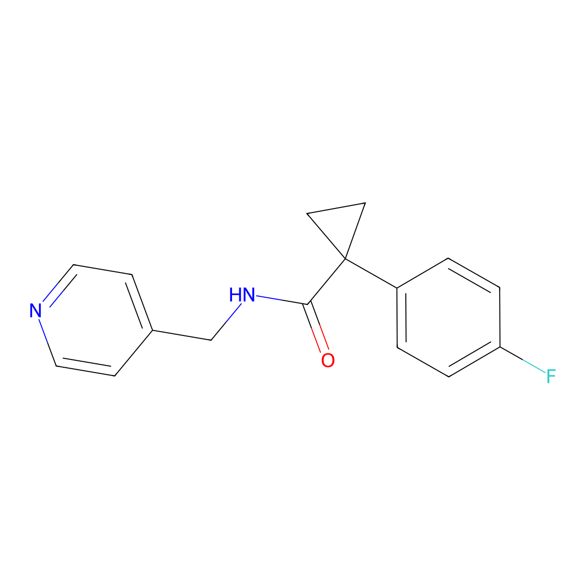 1-(4-fluorophenyl)-N-[(pyridin-4-yl)methyl]cyclopropane-1-carboxamide molecular structure, CAS 1091380-49-2
