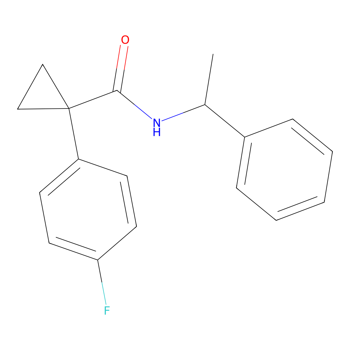 1-(4-fluorophenyl)-N-(1-phenylethyl)cyclopropanecarboxamide molecular structure, CAS 1091380-74-3