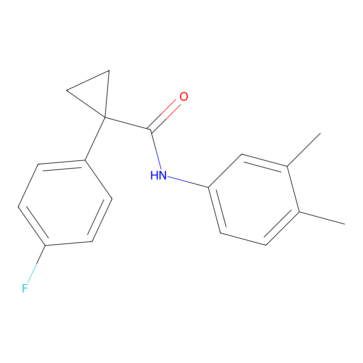 N-(3,4-dimethylphenyl)-1-(4-fluorophenyl)cyclopropane-1-carboxamide molecular structure, CAS 1091380-84-5