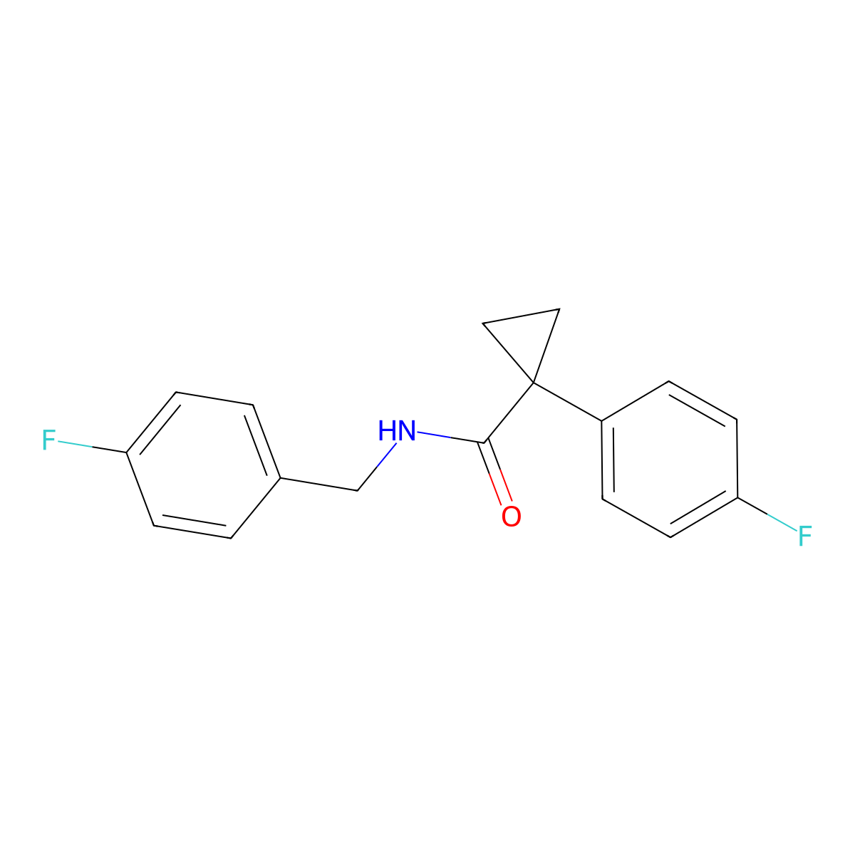 N-(4-fluorobenzyl)-1-(4-fluorophenyl)cyclopropanecarboxamide molecular structure, CAS 1091380-99-2