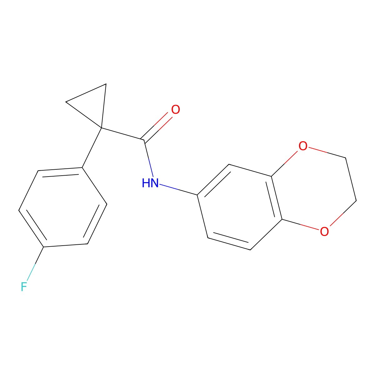 N-(2,3-dihydrobenzo[b][1,4]dioxin-6-yl)-1-(4-fluorophenyl)cyclopropanecarboxamide molecular structure, CAS 1091381-96-2