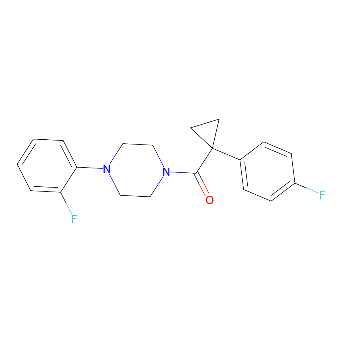 (1-(4-Fluorophenyl)cyclopropyl)(4-(2-fluorophenyl)piperazin-1-yl)methanone molecular structure, CAS 1091382-85-2