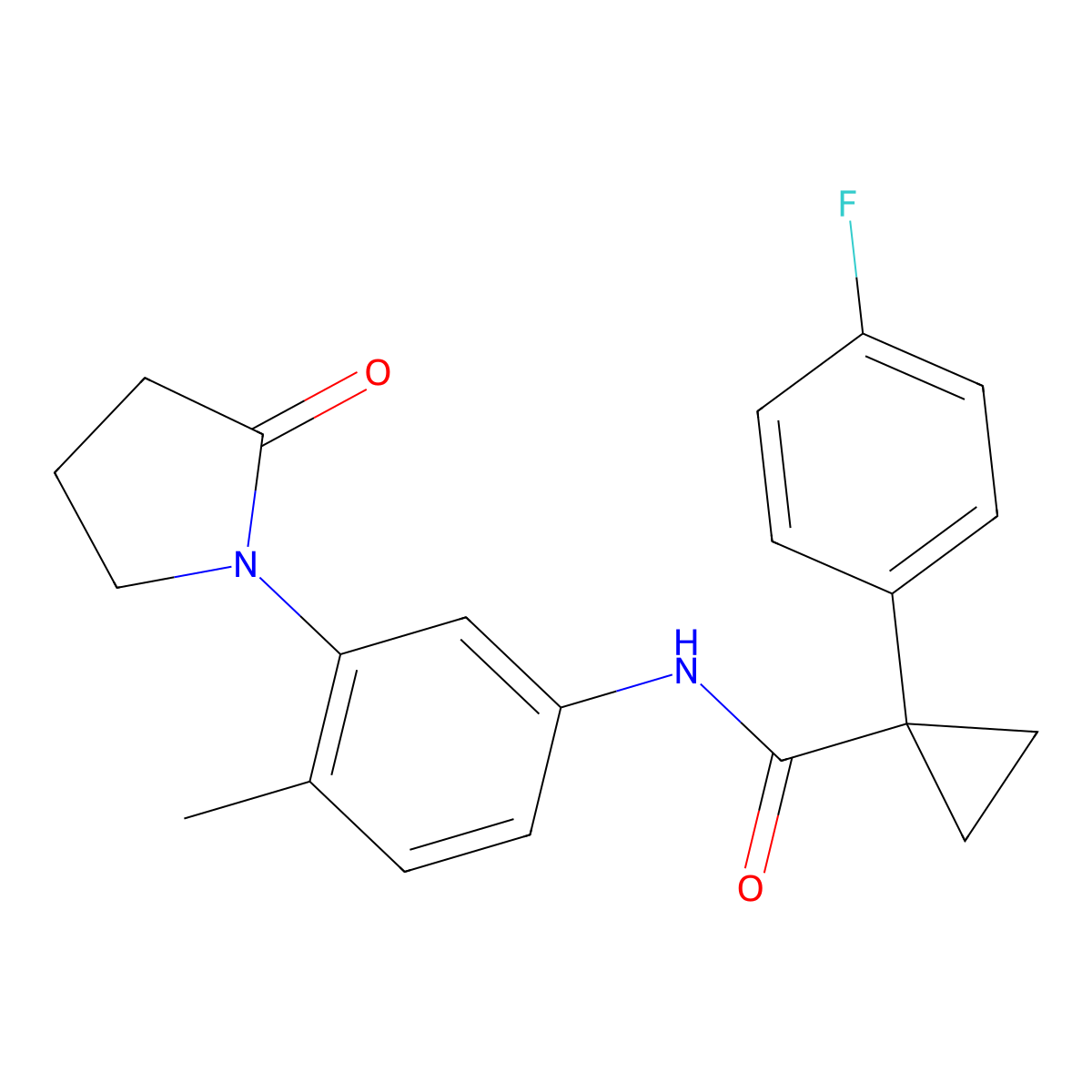 1-(4-fluorophenyl)-N-(4-methyl-3-(2-oxopyrrolidin-1-yl)phenyl)cyclopropanecarboxamide molecular structure, CAS 1091383-39-9