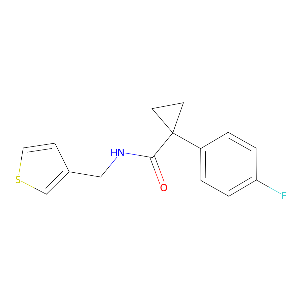 1-(4-fluorophenyl)-N-[(thiophen-3-yl)methyl]cyclopropane-1-carboxamide molecular structure, CAS 1091383-47-9