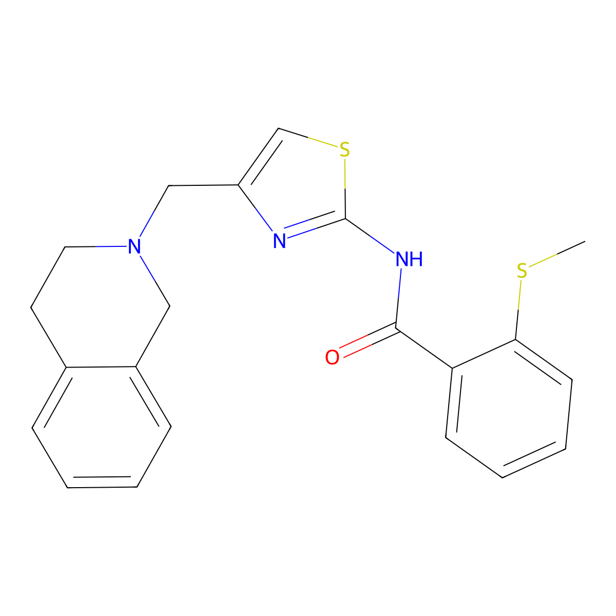 N-(4-((3,4-Dihydroisoquinolin-2(1H)-yl)methyl)thiazol-2-yl)-2-(methylthio)benzamide molecular structure, CAS 1091388-32-7