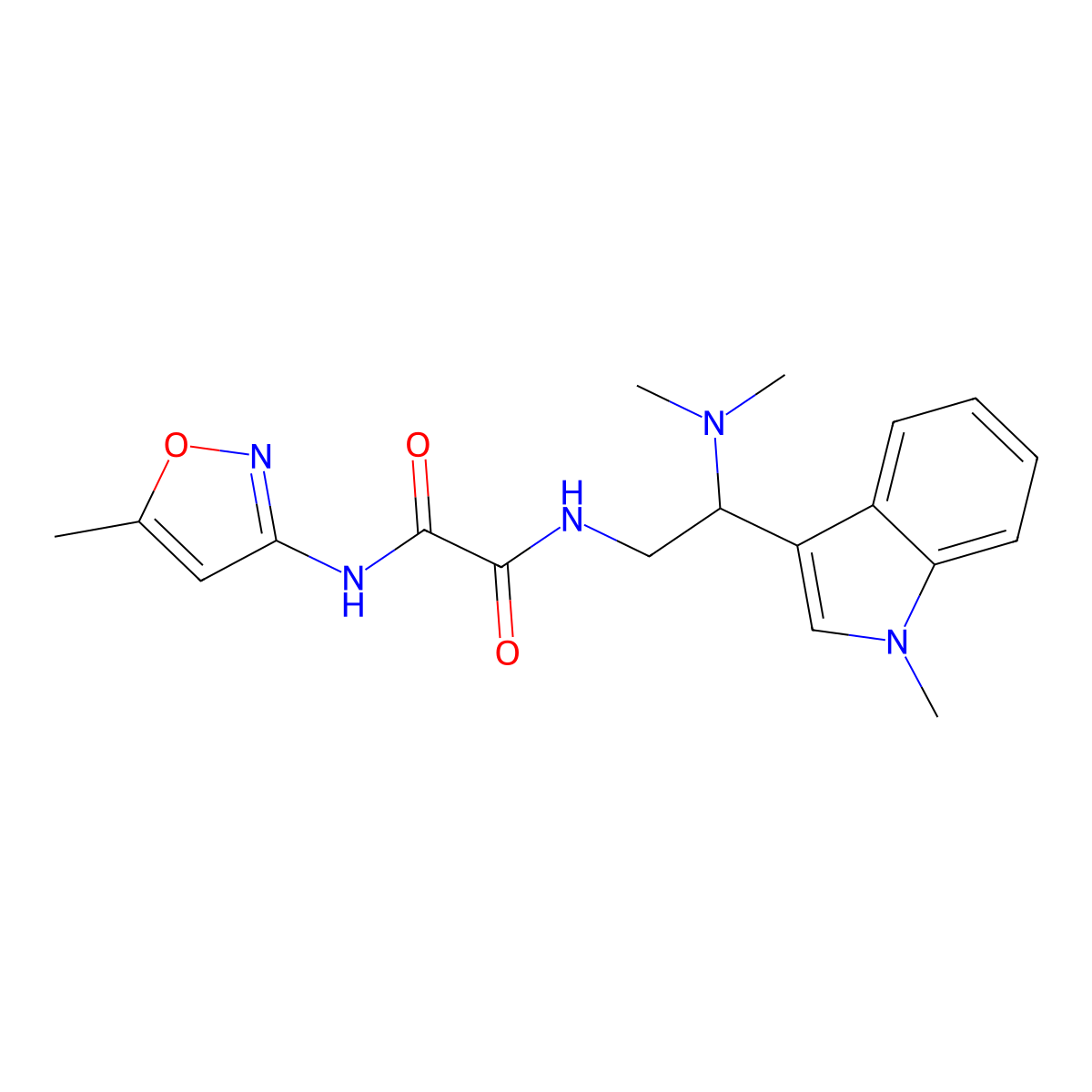 N1-(2-(dimethylamino)-2-(1-methyl-1H-indol-3-yl)ethyl)-N2-(5-methylisoxazol-3-yl)oxalamide molecular structure, CAS 1091395-03-7