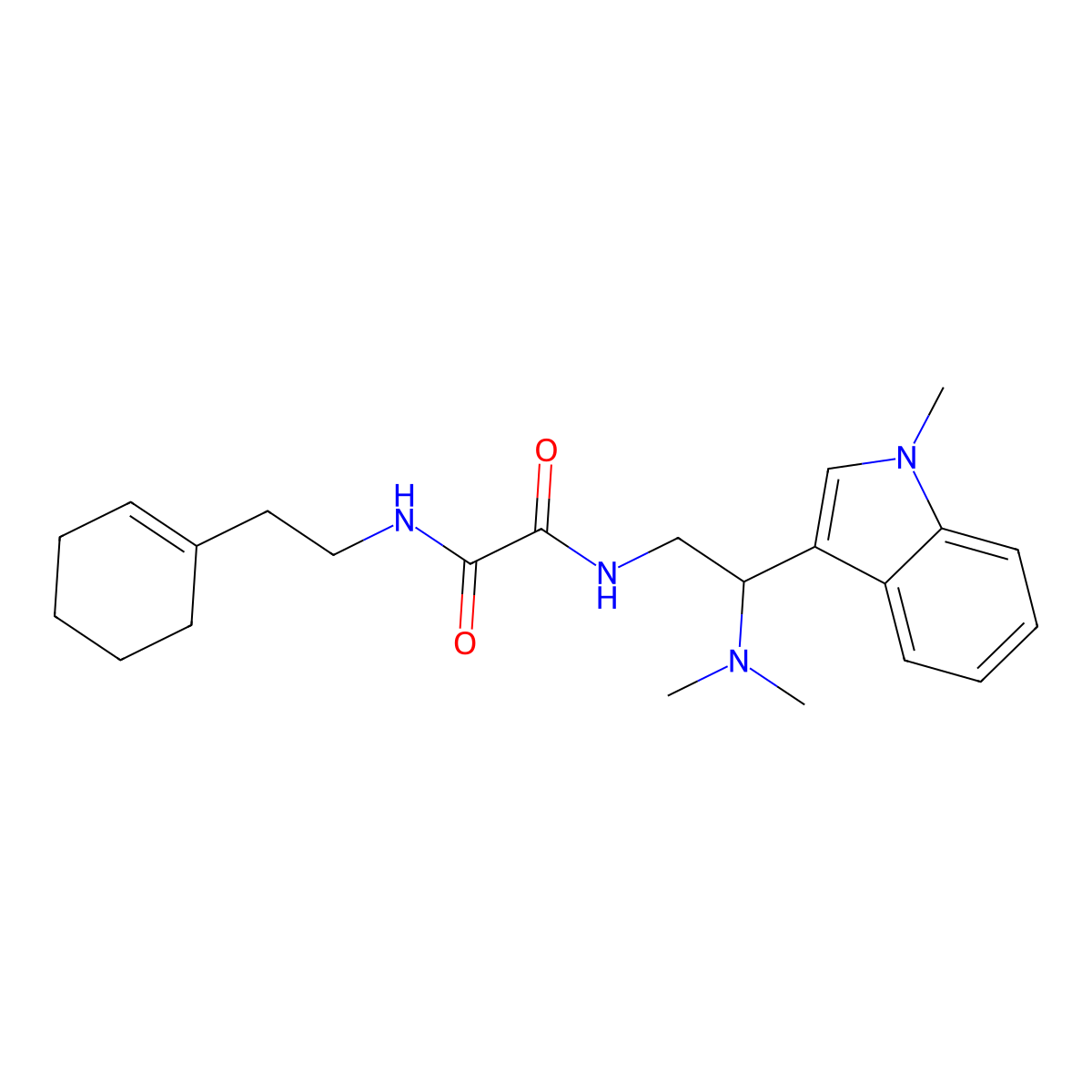N1-(2-(cyclohex-1-en-1-yl)ethyl)-N2-(2-(dimethylamino)-2-(1-methyl-1H-indol-3-yl)ethyl)oxalamide molecular structure, CAS 1091395-39-9