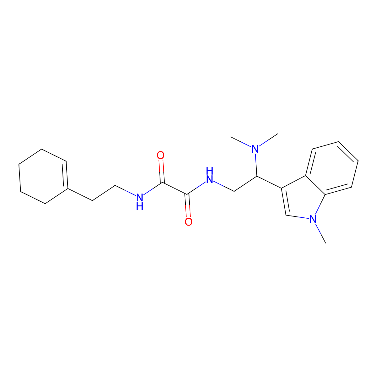 N1-(2-(cyclohex-1-en-1-yl)ethyl)-N2-(2-(dimethylamino)-2-(1-methyl-1H-indol-3-yl)ethyl)oxalamide molecular structure, CAS 1091395-39-9