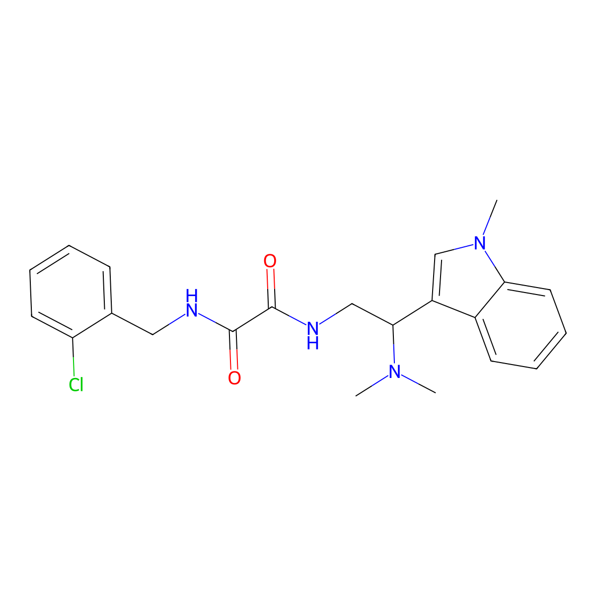 N1-(2-chlorobenzyl)-N2-(2-(dimethylamino)-2-(1-methyl-1H-indol-3-yl)ethyl)oxalamide molecular structure, CAS 1091395-61-7