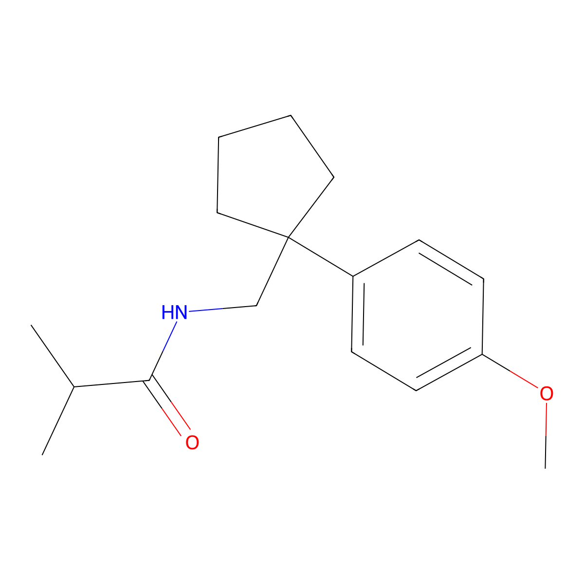 N-((1-(4-methoxyphenyl)cyclopentyl)methyl)isobutyramide molecular structure, CAS 1091395-86-6