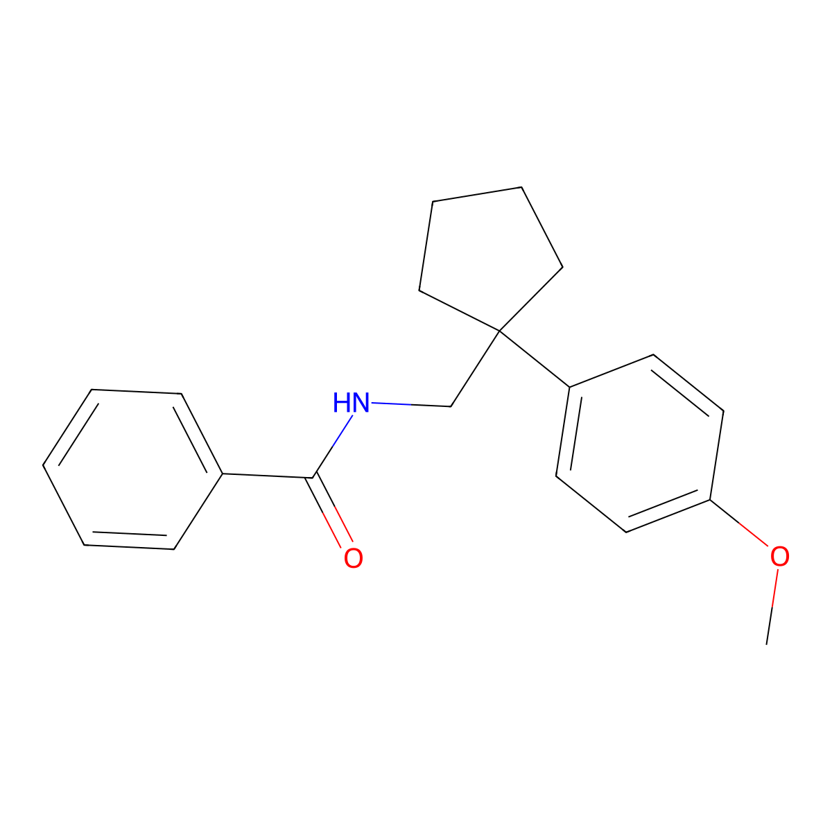 N-((1-(4-methoxyphenyl)cyclopentyl)methyl)benzamide molecular structure, CAS 1091395-90-2