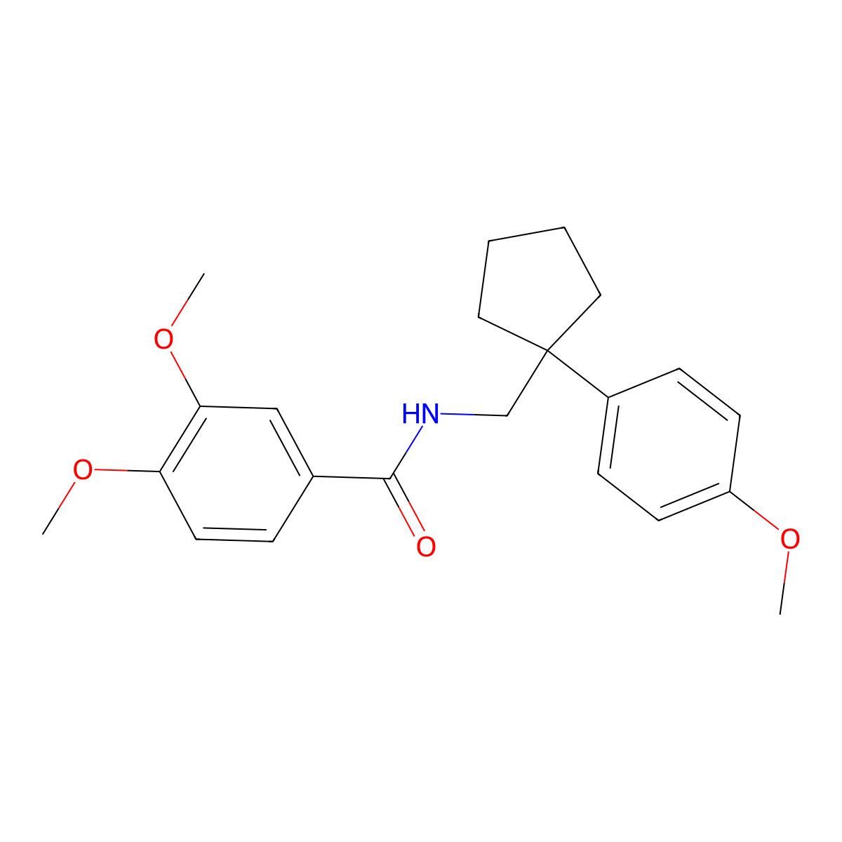 3,4-dimethoxy-N-((1-(4-methoxyphenyl)cyclopentyl)methyl)benzamide molecular structure, CAS 1091396-68-7