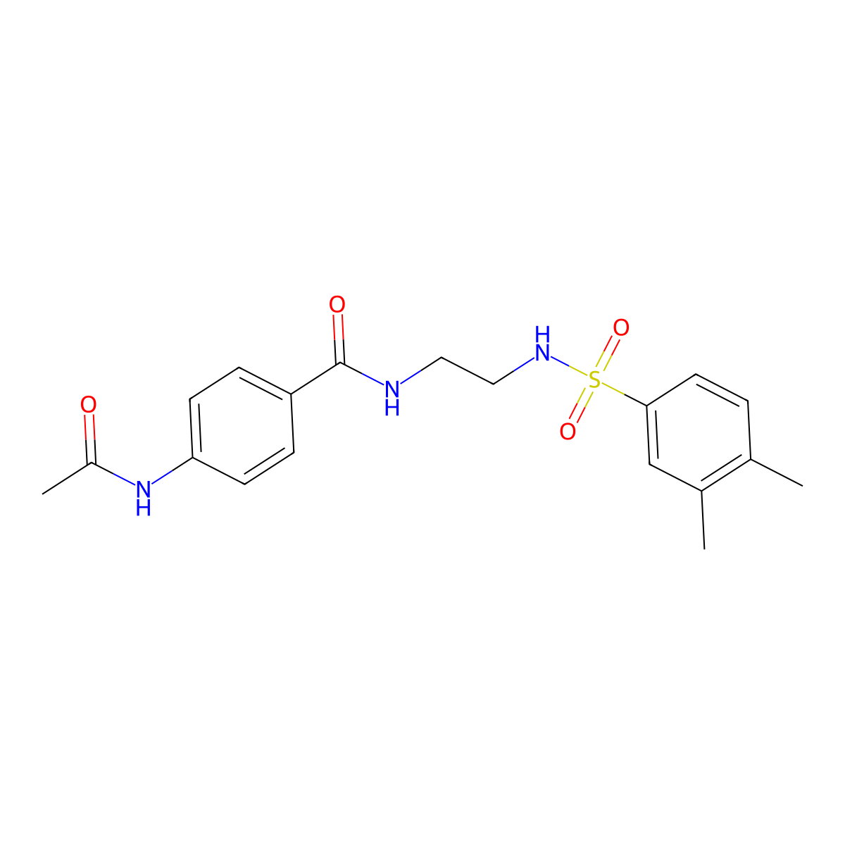 4-acetamido-N-(2-(3,4-dimethylphenylsulfonamido)ethyl)benzamide molecular structure, CAS 1091397-72-6