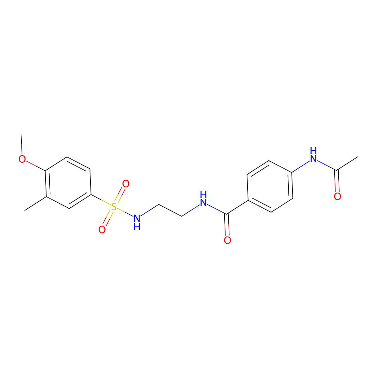 4-acetamido-N-[2-(4-methoxy-3-methylbenzenesulfonamido)ethyl]benzamide molecular structure, CAS 1091397-78-2