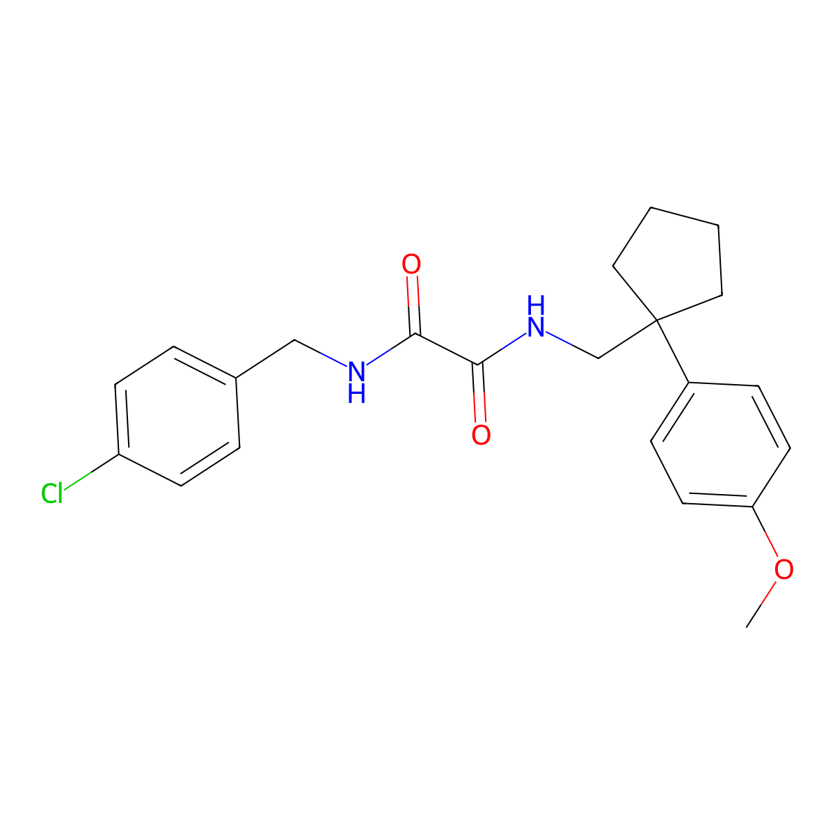 N1-(4-chlorobenzyl)-N2-((1-(4-methoxyphenyl)cyclopentyl)methyl)oxalamide molecular structure, CAS 1091398-20-7
