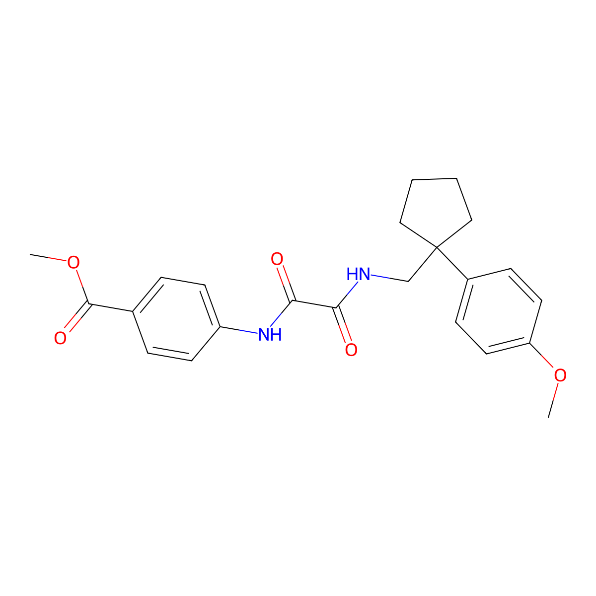 Methyl 4-(2-(((1-(4-methoxyphenyl)cyclopentyl)methyl)amino)-2-oxoacetamido)benzoate molecular structure, CAS 1091398-40-1