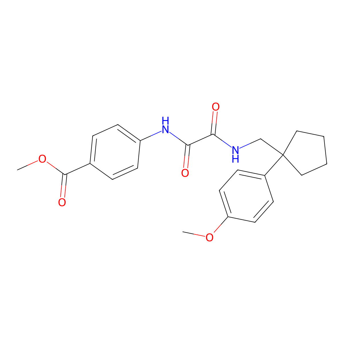 Methyl 4-(2-(((1-(4-methoxyphenyl)cyclopentyl)methyl)amino)-2-oxoacetamido)benzoate molecular structure, CAS 1091398-40-1