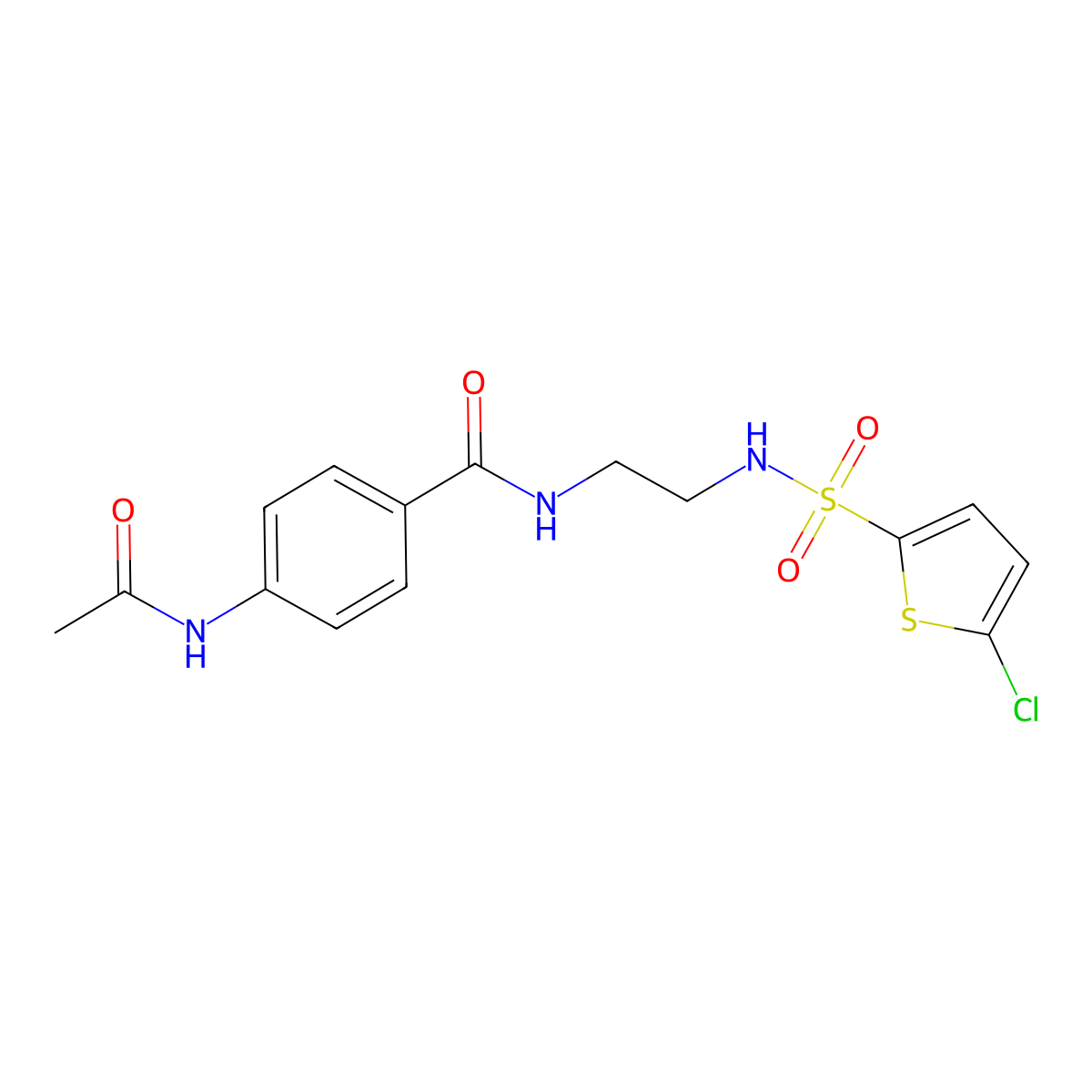4-acetamido-N-(2-(5-chlorothiophene-2-sulfonamido)ethyl)benzamide molecular structure, CAS 1091398-53-6