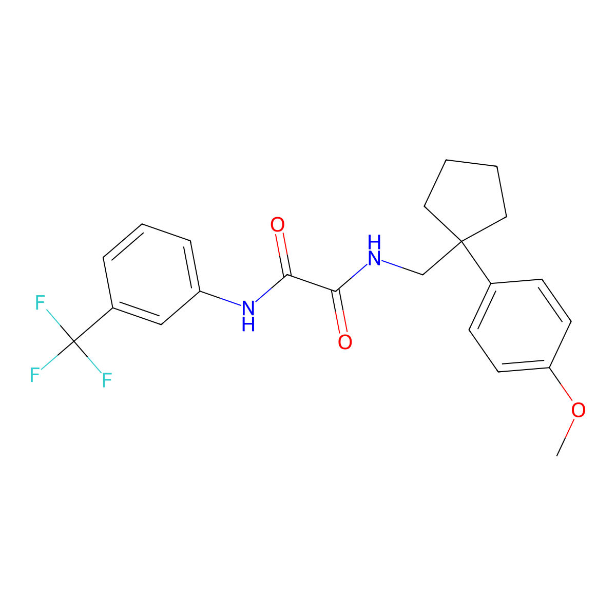 N1-((1-(4-methoxyphenyl)cyclopentyl)methyl)-N2-(3-(trifluoromethyl)phenyl)oxalamide molecular structure, CAS 1091398-65-0