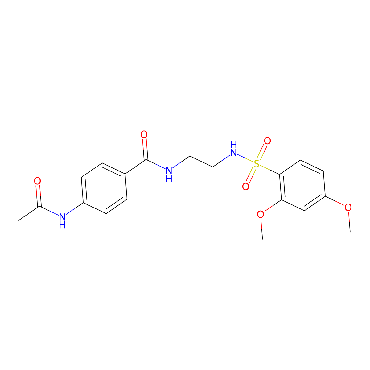 N-[2-(2,4-dimethoxybenzenesulfonamido)ethyl]-4-acetamidobenzamide molecular structure, CAS 1091398-84-3