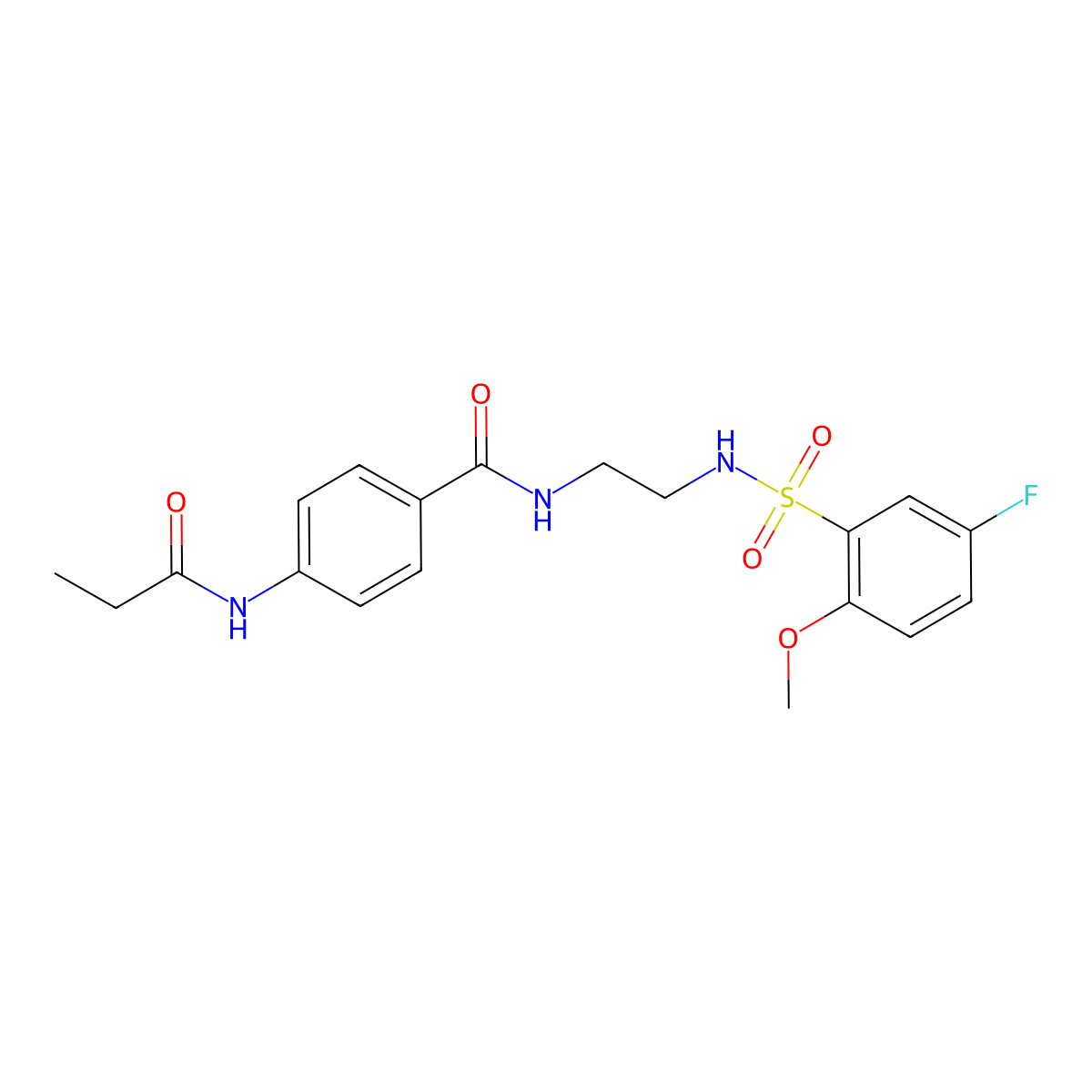 N-[2-(5-fluoro-2-methoxybenzenesulfonamido)ethyl]-4-propanamidobenzamide molecular structure, CAS 1091399-66-4