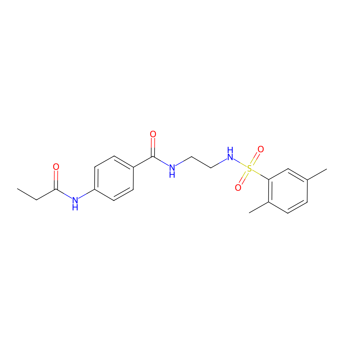 N-(2-(2,5-dimethylphenylsulfonamido)ethyl)-4-propionamidobenzamide molecular structure, CAS 1091400-78-0