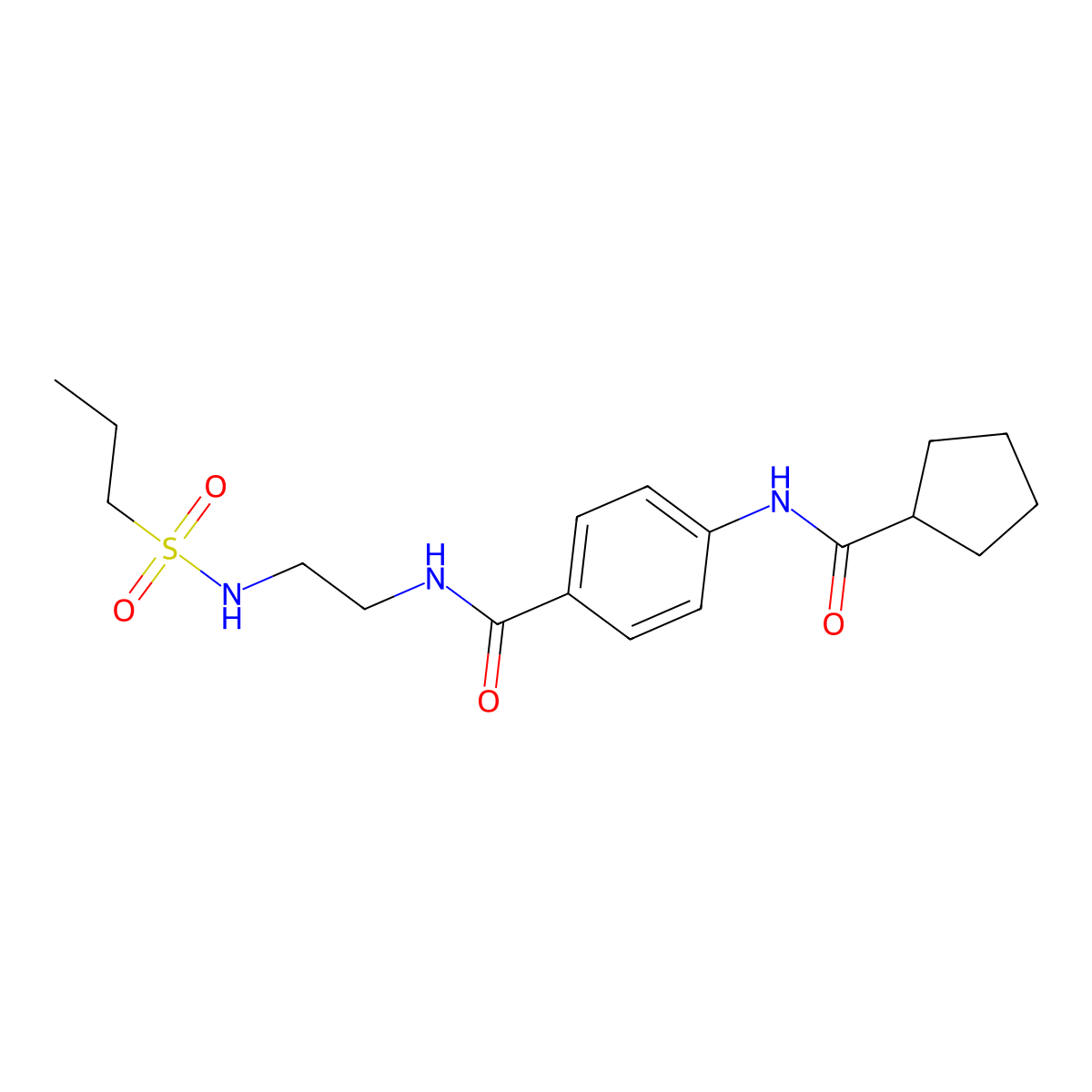 4-(cyclopentanecarboxamido)-N-(2-(propylsulfonamido)ethyl)benzamide molecular structure, CAS 1091405-61-6