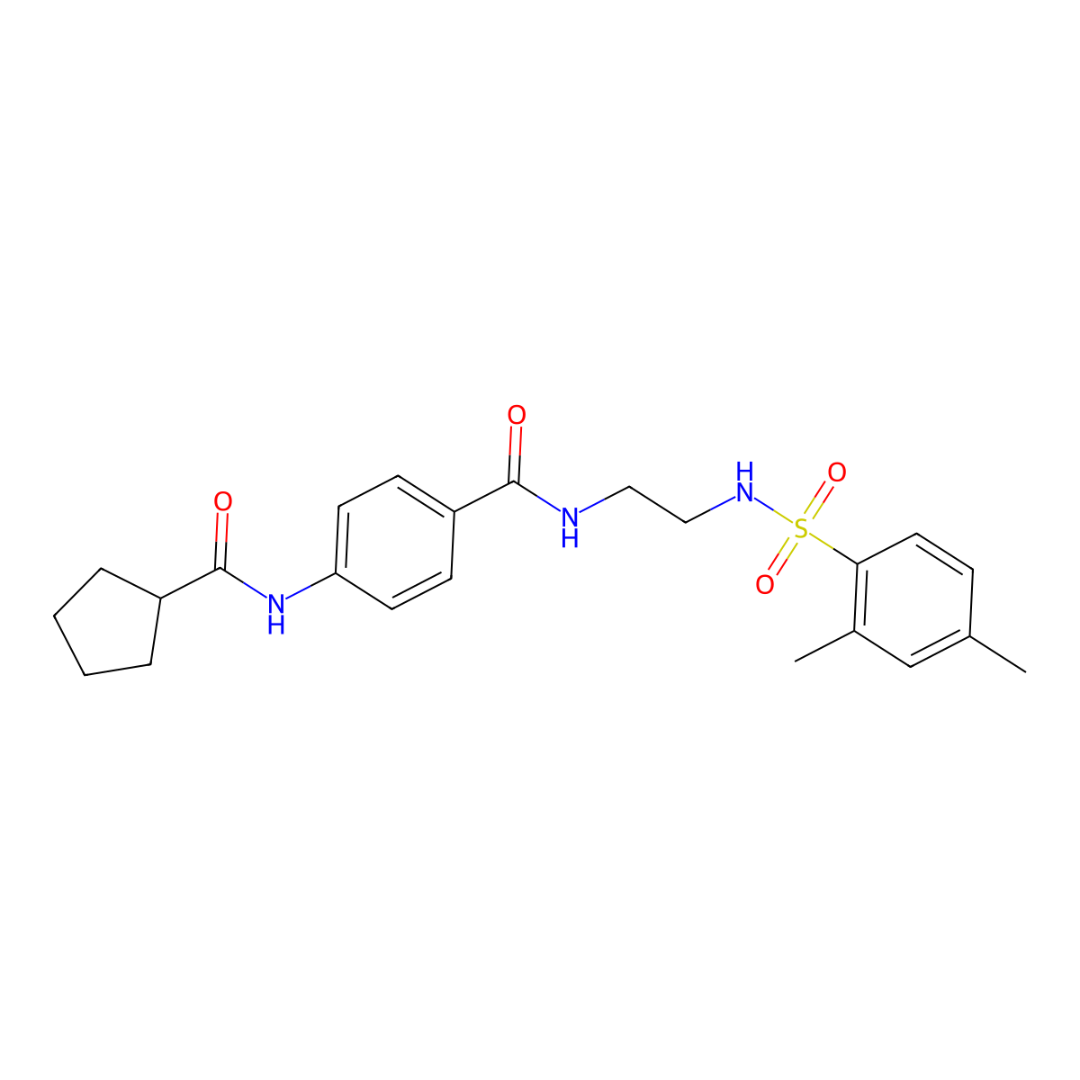 4-cyclopentaneamido-N-[2-(2,4-dimethylbenzenesulfonamido)ethyl]benzamide molecular structure, CAS 1091405-67-2