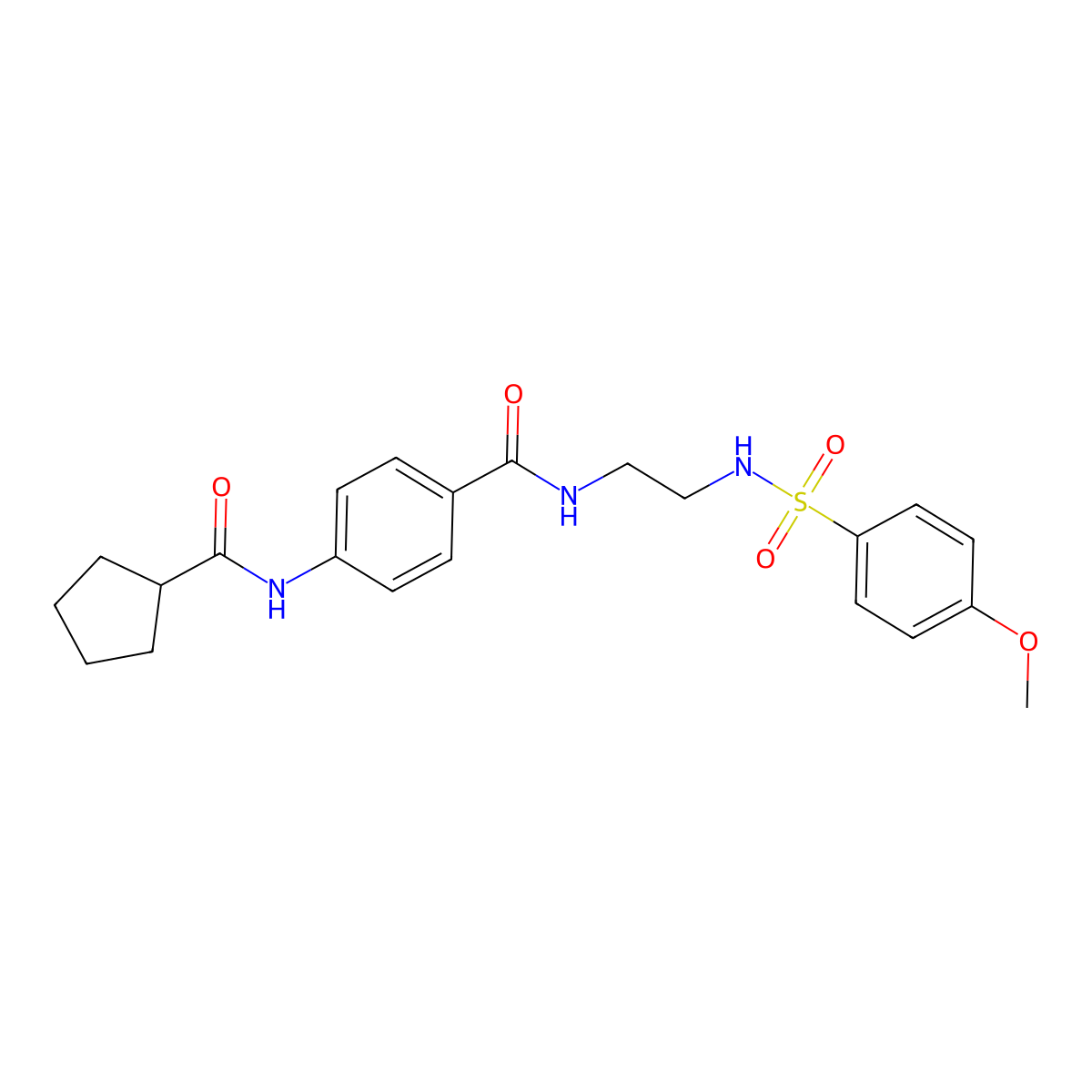 4-cyclopentaneamido-N-[2-(4-methoxybenzenesulfonamido)ethyl]benzamide molecular structure, CAS 1091405-73-0