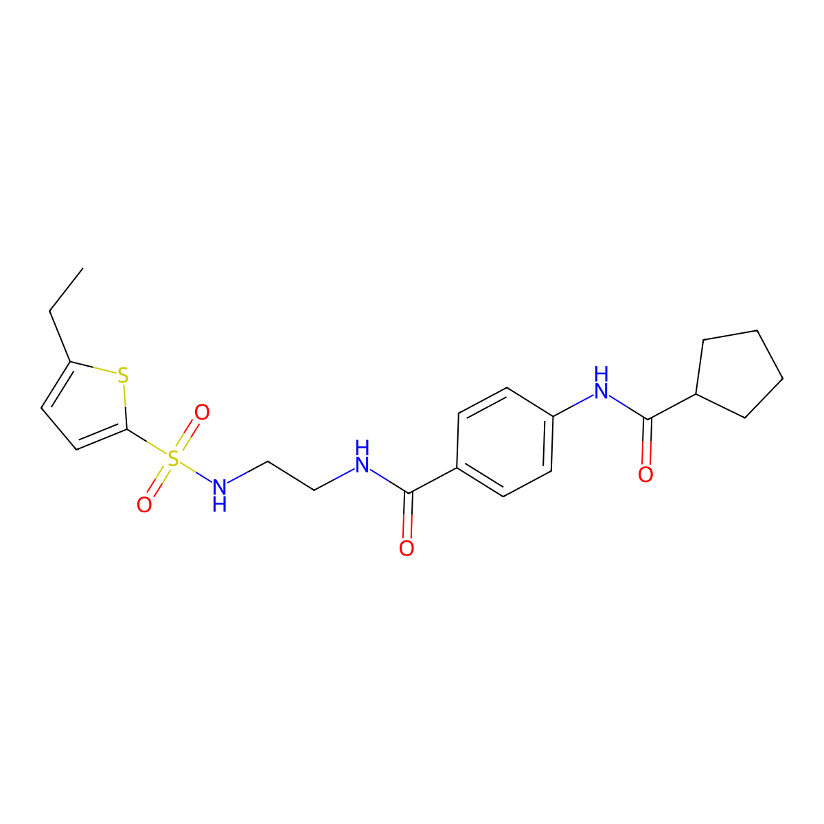 4-(cyclopentanecarboxamido)-N-(2-(5-ethylthiophene-2-sulfonamido)ethyl)benzamide molecular structure, CAS 1091406-20-0