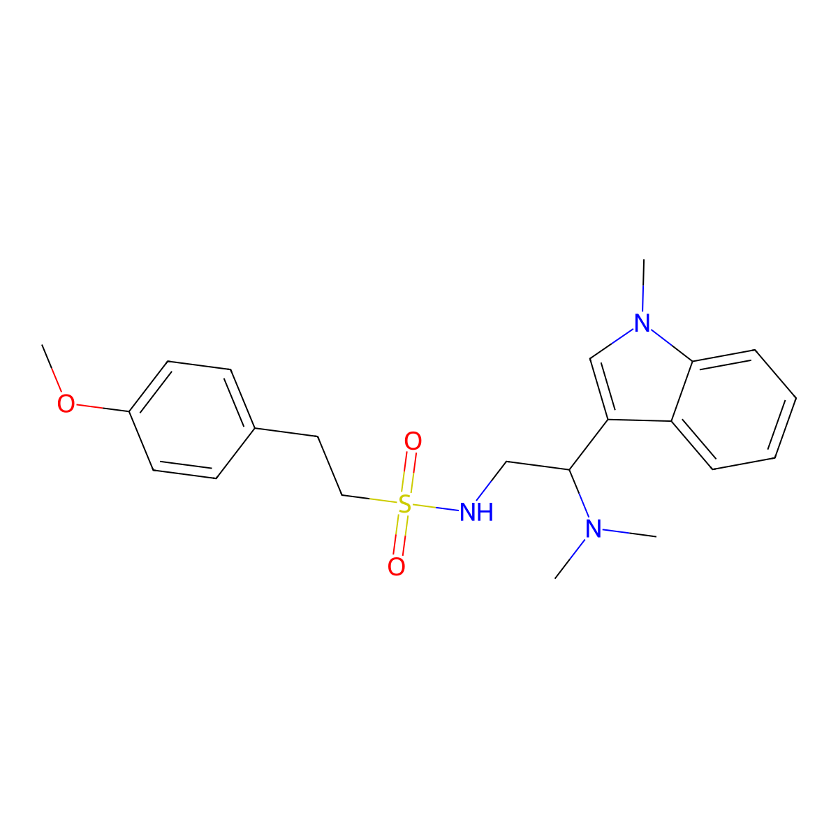 N-(2-(dimethylamino)-2-(1-methyl-1H-indol-3-yl)ethyl)-2-(4-methoxyphenyl)ethanesulfonamide molecular structure, CAS 1091414-78-6