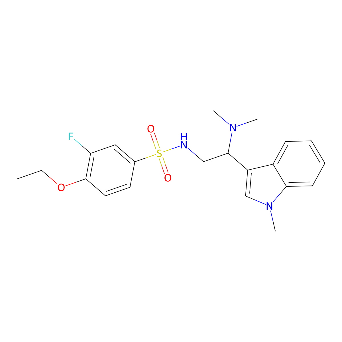 N-(2-(dimethylamino)-2-(1-methyl-1H-indol-3-yl)ethyl)-4-ethoxy-3-fluorobenzenesulfonamide molecular structure, CAS 1091414-82-2