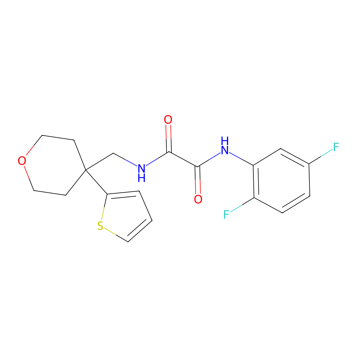 N1-(2,5-difluorophenyl)-N2-((4-(thiophen-2-yl)tetrahydro-2H-pyran-4-yl)methyl)oxalamide molecular structure, CAS 1091418-00-6
