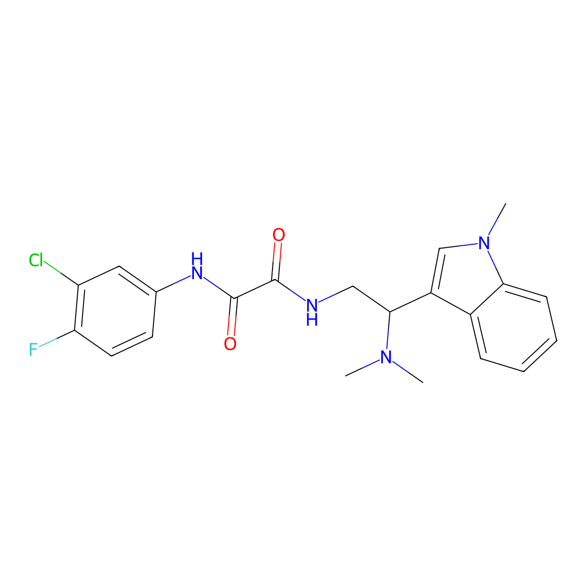 N1-(3-chloro-4-fluorophenyl)-N2-(2-(dimethylamino)-2-(1-methyl-1H-indol-3-yl)ethyl)oxalamide molecular structure, CAS 1091422-01-3