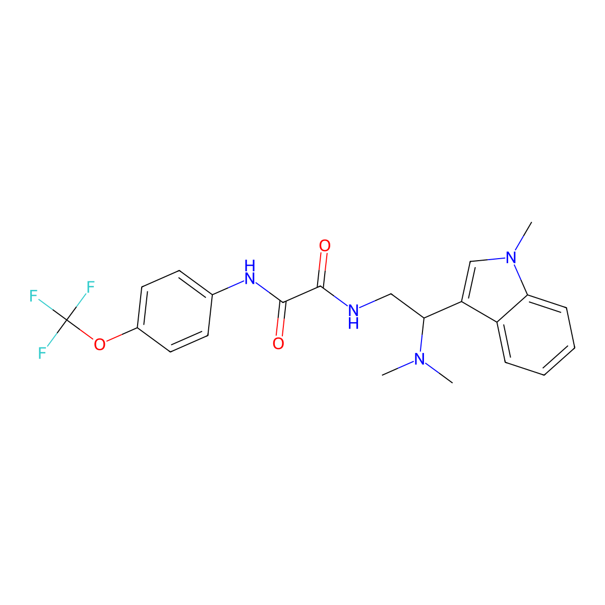 N1-(2-(dimethylamino)-2-(1-methyl-1H-indol-3-yl)ethyl)-N2-(4-(trifluoromethoxy)phenyl)oxalamide molecular structure, CAS 1091422-46-6
