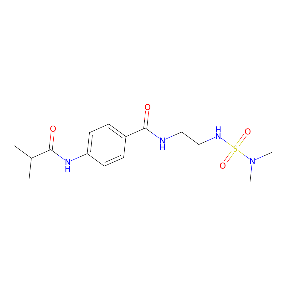 N-(2-((N,N-dimethylsulfamoyl)amino)ethyl)-4-isobutyramidobenzamide molecular structure, CAS 1091427-73-4