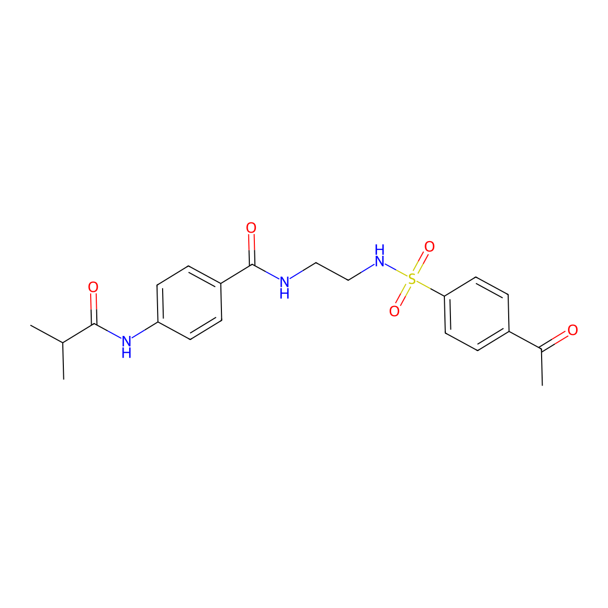 N-[2-(4-acetylbenzenesulfonamido)ethyl]-4-(2-methylpropanamido)benzamide molecular structure, CAS 1091428-42-0