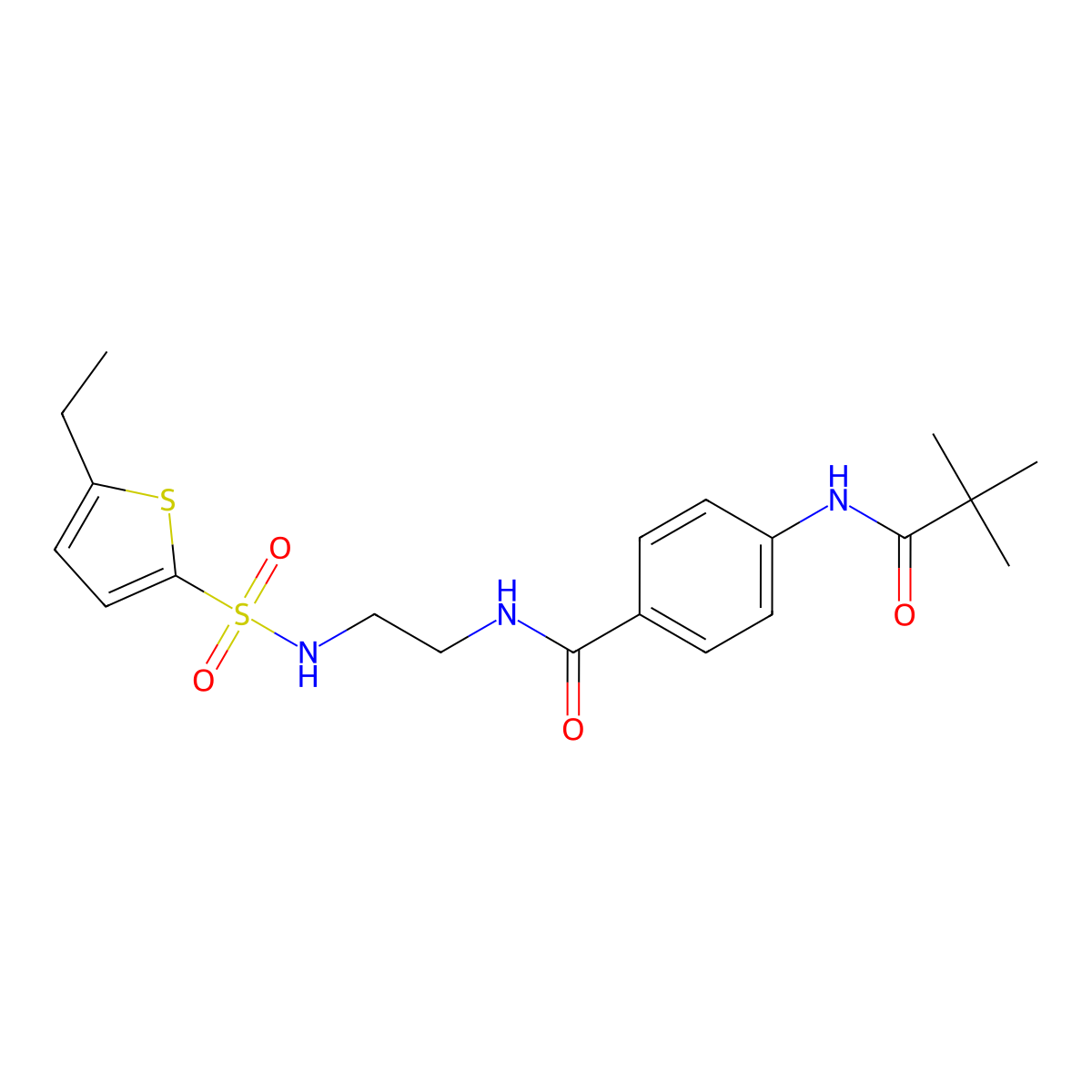 4-(2,2-dimethylpropanamido)-N-[2-(5-ethylthiophene-2-sulfonamido)ethyl]benzamide molecular structure, CAS 1091430-69-1
