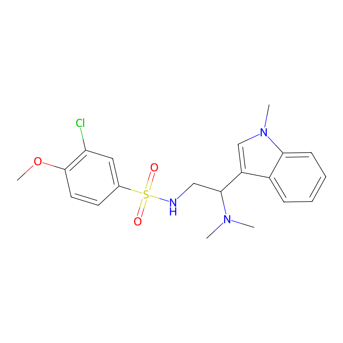 3-chloro-N-(2-(dimethylamino)-2-(1-methyl-1H-indol-3-yl)ethyl)-4-methoxybenzenesulfonamide molecular structure, CAS 1091439-21-2