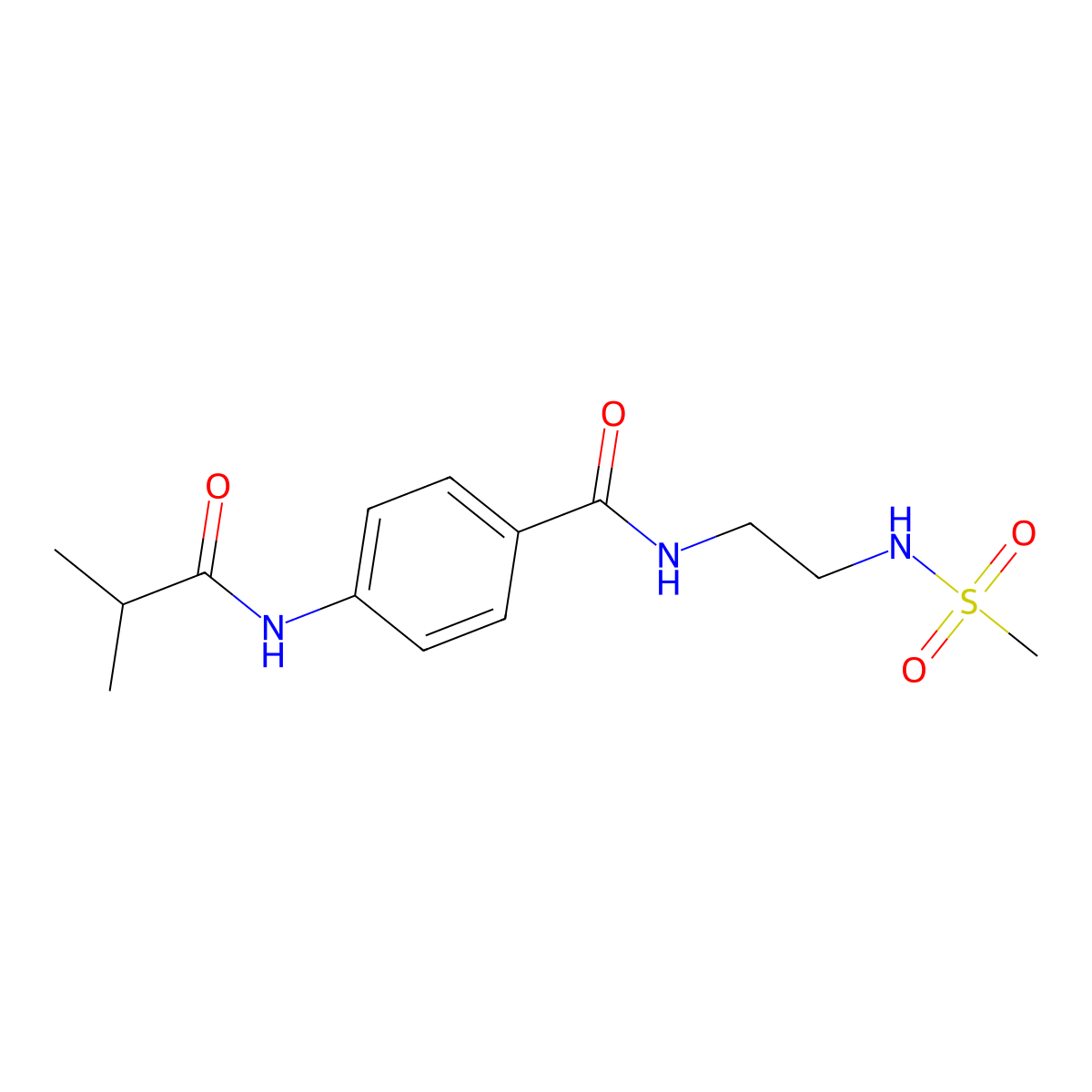4-isobutyramido-N-(2-(methylsulfonamido)ethyl)benzamide molecular structure, CAS 1091441-63-2