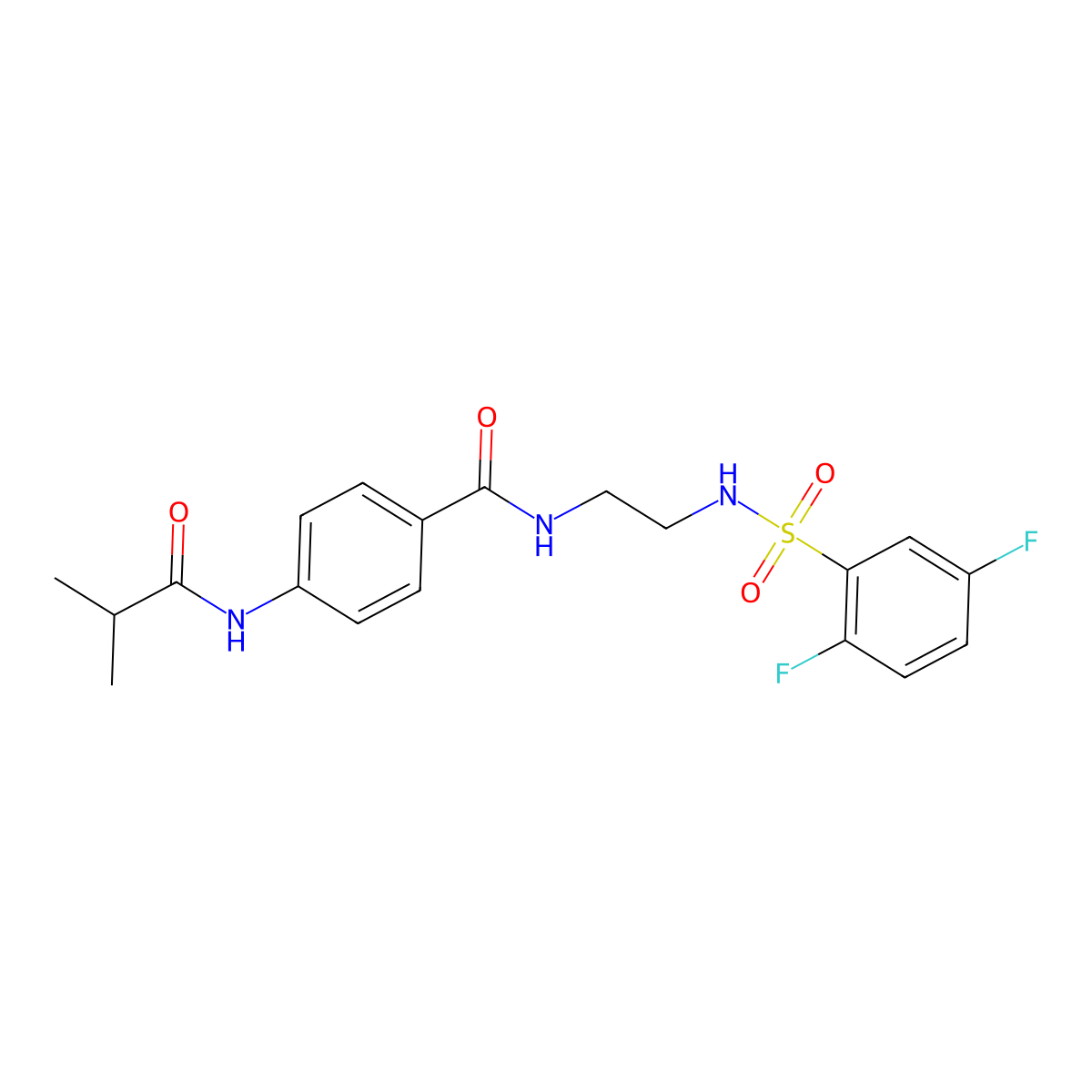 N-[2-(2,5-difluorobenzenesulfonamido)ethyl]-4-(2-methylpropanamido)benzamide molecular structure, CAS 1091442-30-6