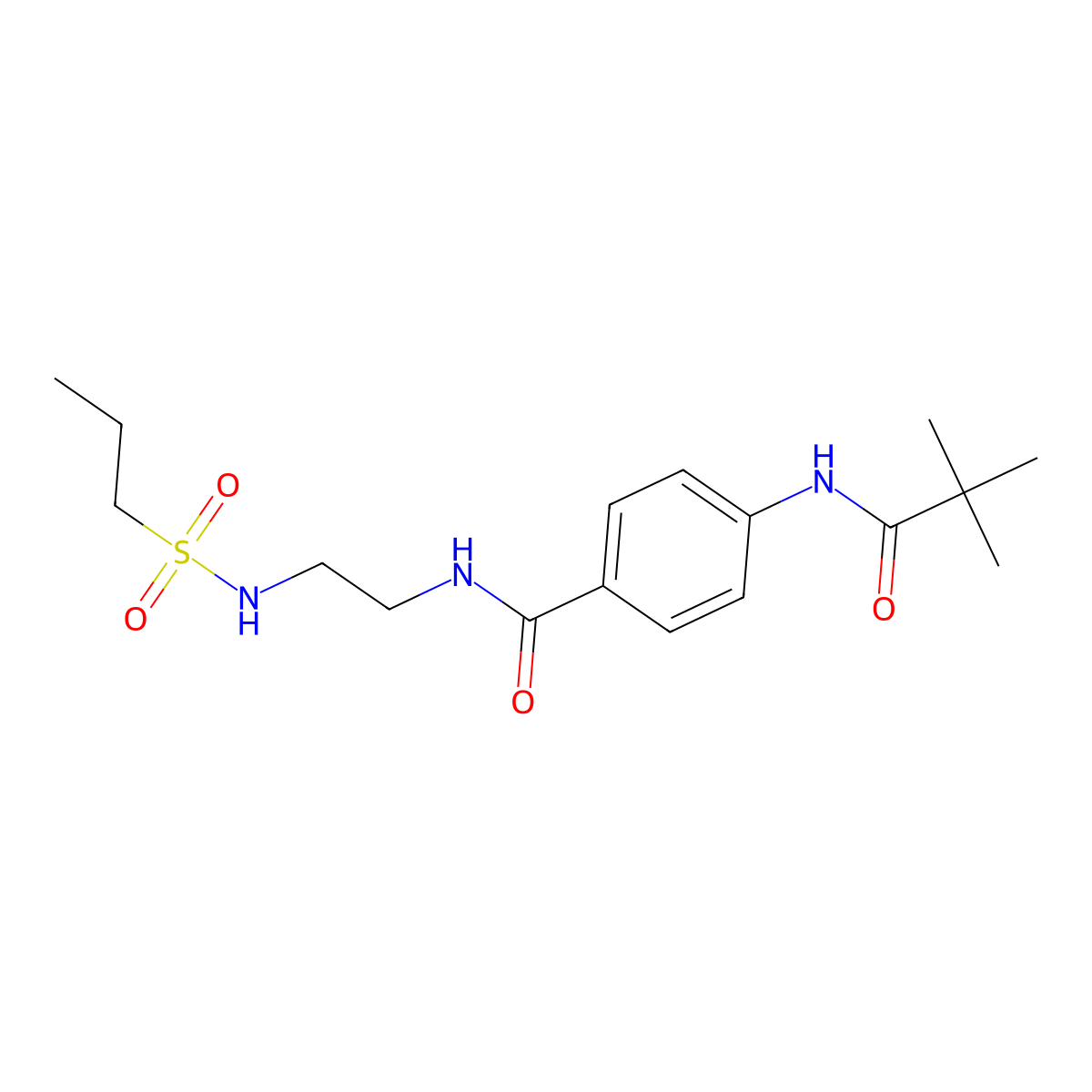 4-pivalamido-N-(2-(propylsulfonamido)ethyl)benzamide molecular structure, CAS 1091443-71-8