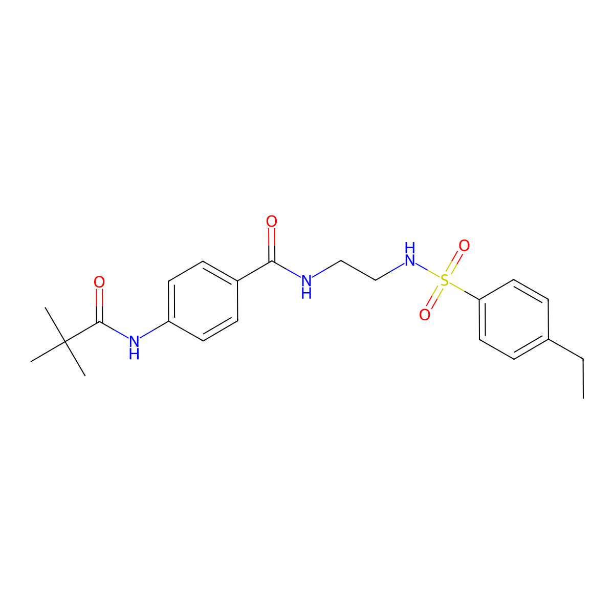 N-(2-(4-ethylphenylsulfonamido)ethyl)-4-pivalamidobenzamide molecular structure, CAS 1091444-01-7